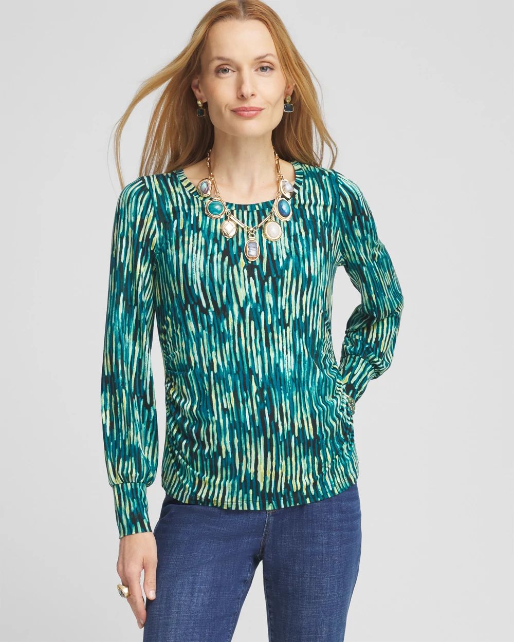 Touch of Cool™ Stripes Shirred Top | Chico's